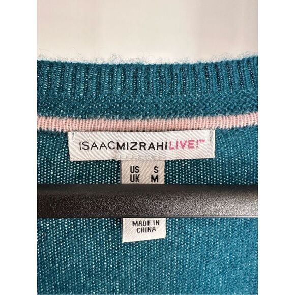 Isaac Mizrahi Live! 100% Cashmere Button-Front Cardigan w/ Pockets Teal Small - Picture 4 of 5